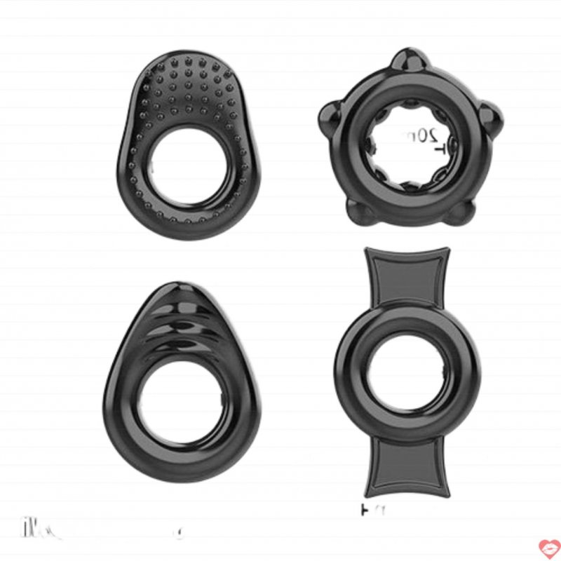 vòng đeo dương vật silicone bộ 4 chống xuất tinh sớm tăng cường cương cứng bền lâu 