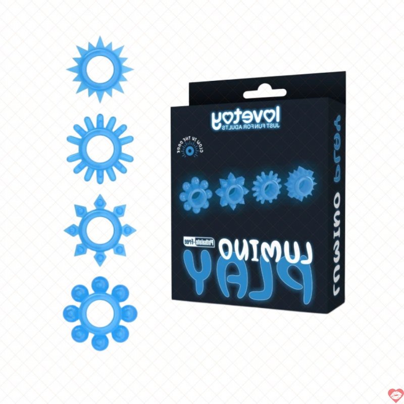 Lovetoy Lumino Play 4 vòng gai silicone sáng đêm kích thích khoái cảm 