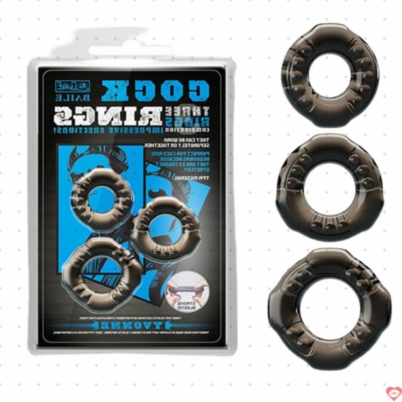 Bộ 3 vòng đeo dương vật chống xuất tinh sớm Baile Cock Rings Yvonne