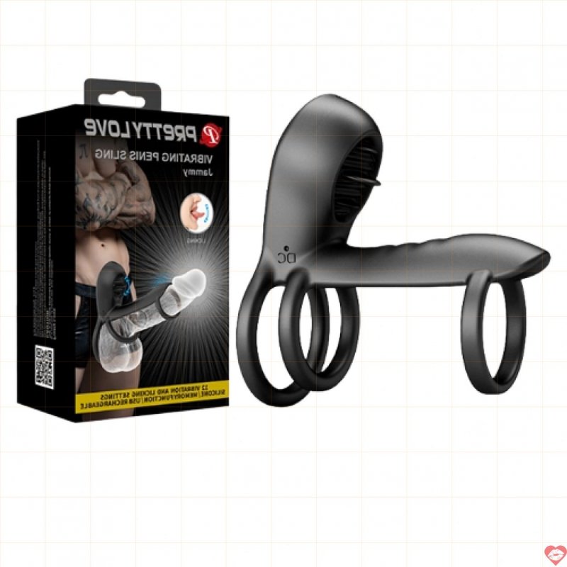 Vòng treo dương vật Prettylove Sling rung liếm cực phê