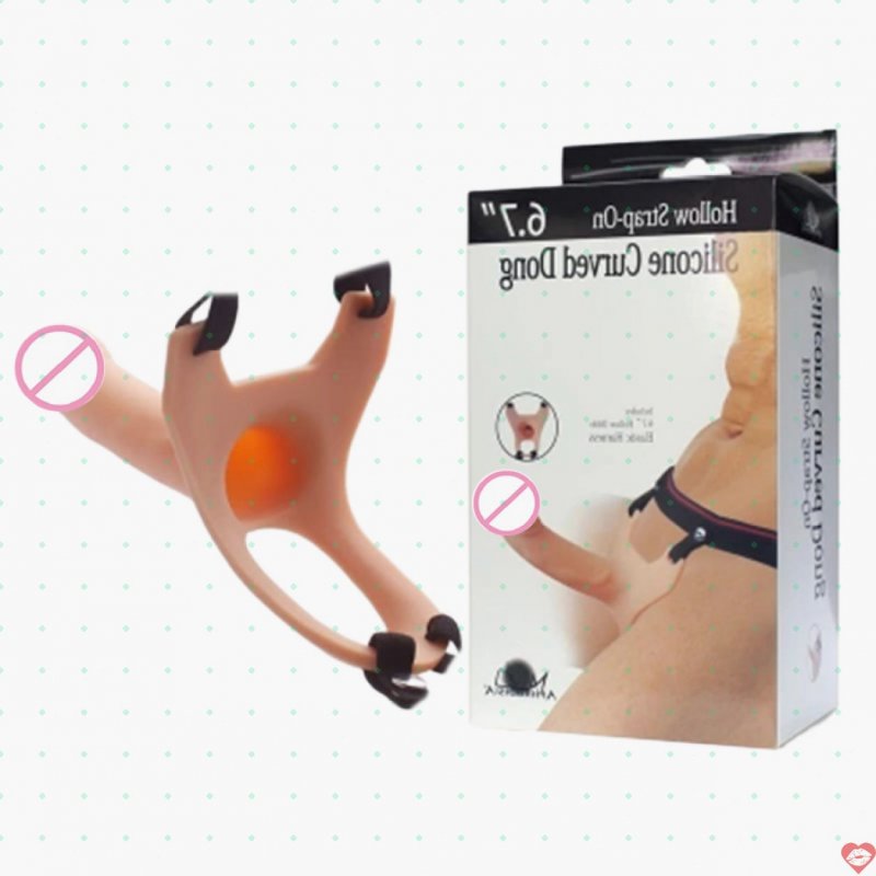 Dương Vật Giả Dây Deo Hollow Strap-On Silicon Curved Dong Rỗng Ruột