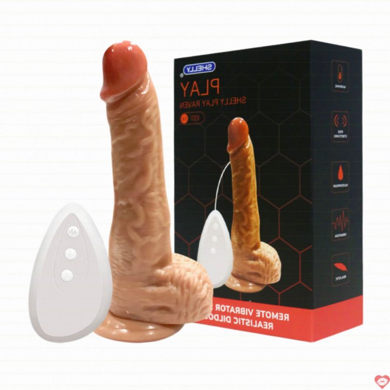 Dương vật giả dính tường Shelly Play Raven rung nhiệt silicon mềm mại 