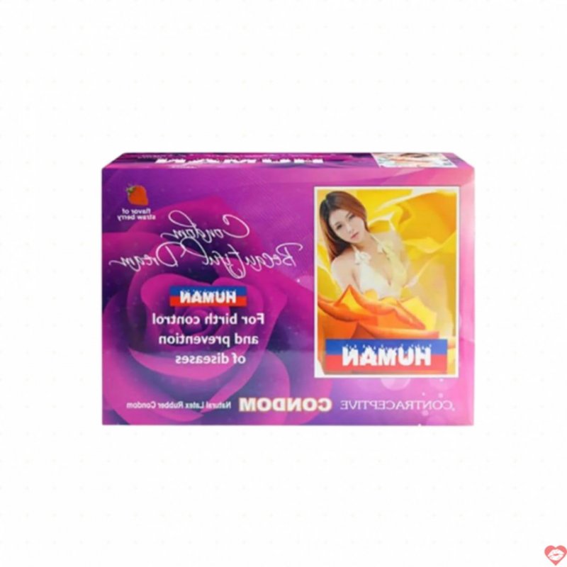 Bao cao su Human điểm nổi hương dâu siêu mỏng hộp 120 cái 