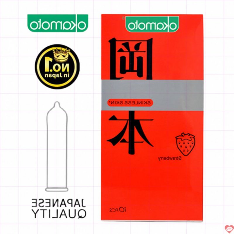 Okamoto Strawberry hương dâu siêu mềm mại, hộp 10 chiếc - hấp dẫn 