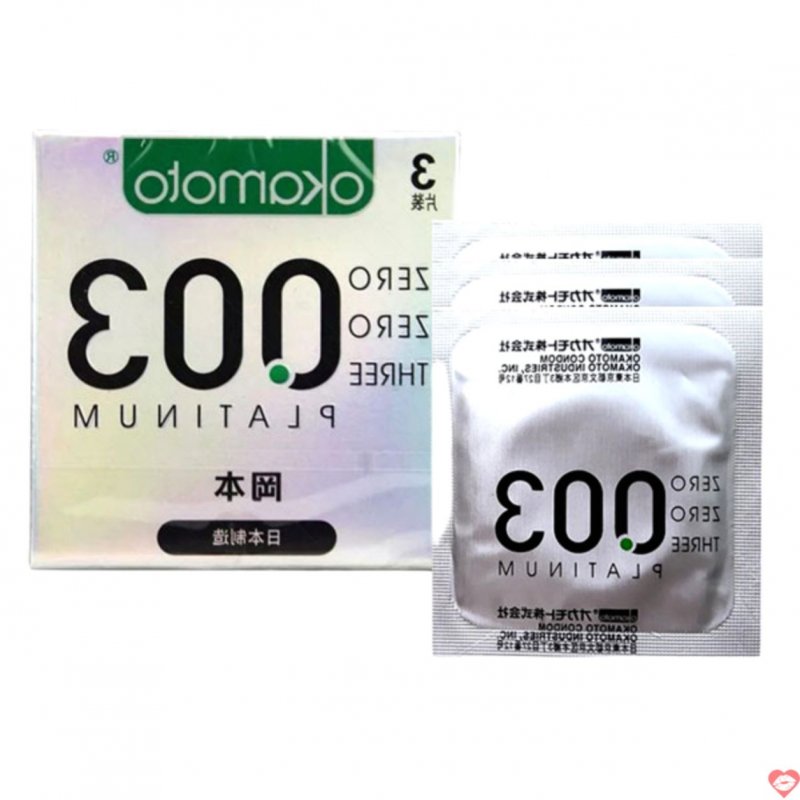 Bao cao su Okamoto 0.03 Platinum siêu mỏng hộp 3 cái chính hãng 