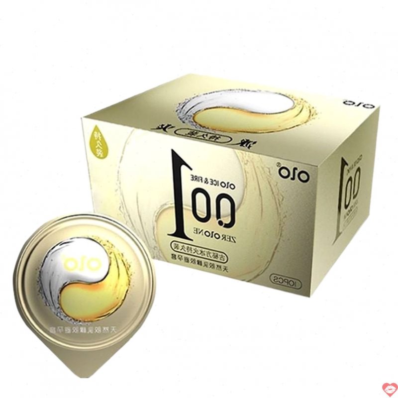 Bao Cao Su OLO Siêu Mỏng 0.01mm Kéo Dài Thời Gian Lửa Băng Màu Vàng - Hộp 10 Cái