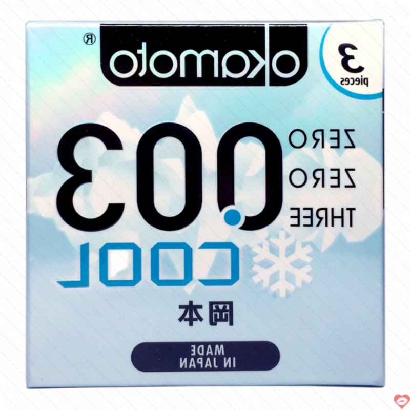 Bao Cao Su Okamoto 0.03 Cool Siêu Mỏng Bóng Láng Mát Lạnh Hộp 3 Cái