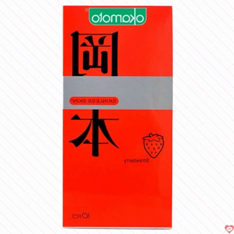 Okamoto Strawberry Hương Dâu Bao Cao Su An Toàn Mềm Mịn 
