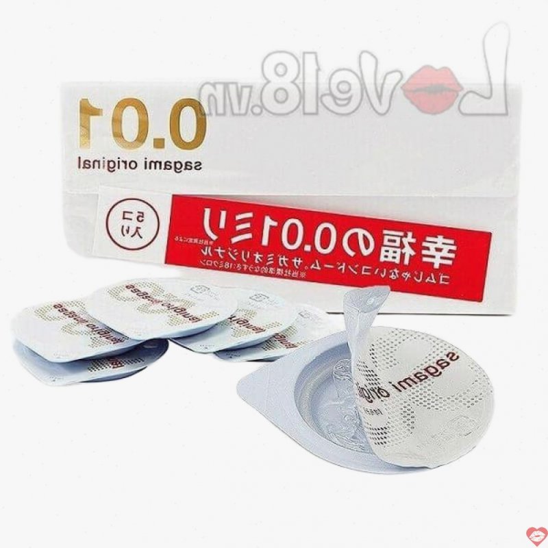 Bao cao su Sagami 0.01 siêu mỏng hộp 5 cái an toàn 
