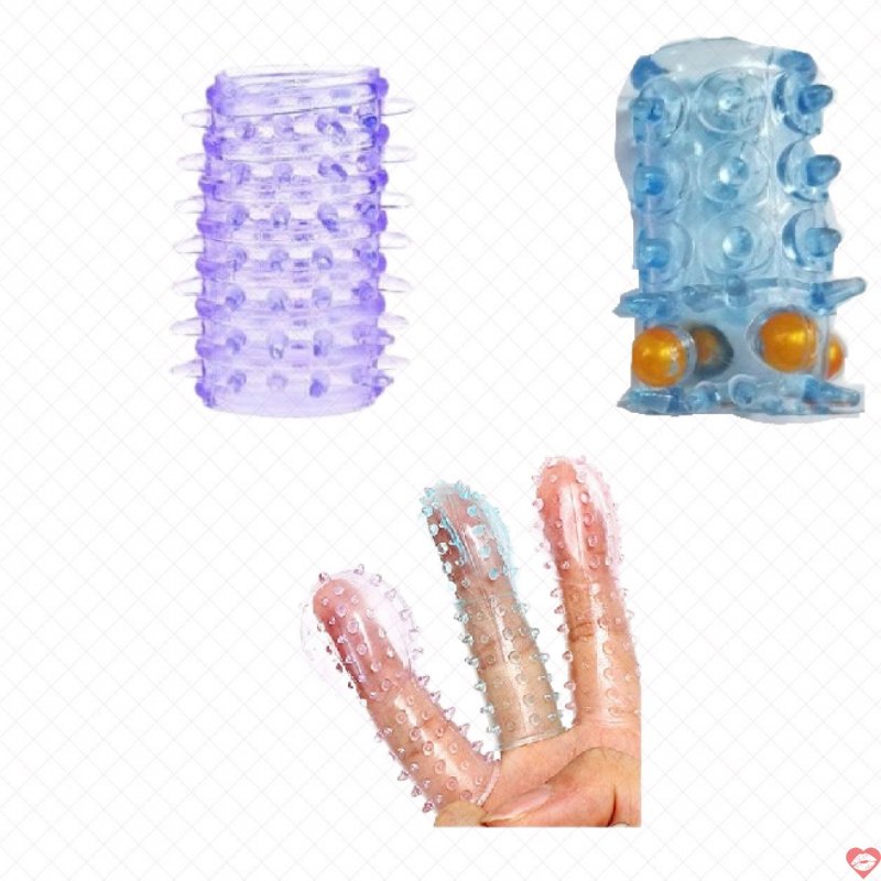 bộ 3 đôn gai ngón tay trung gian silicon tăng khoái cảm hấp dẫn 