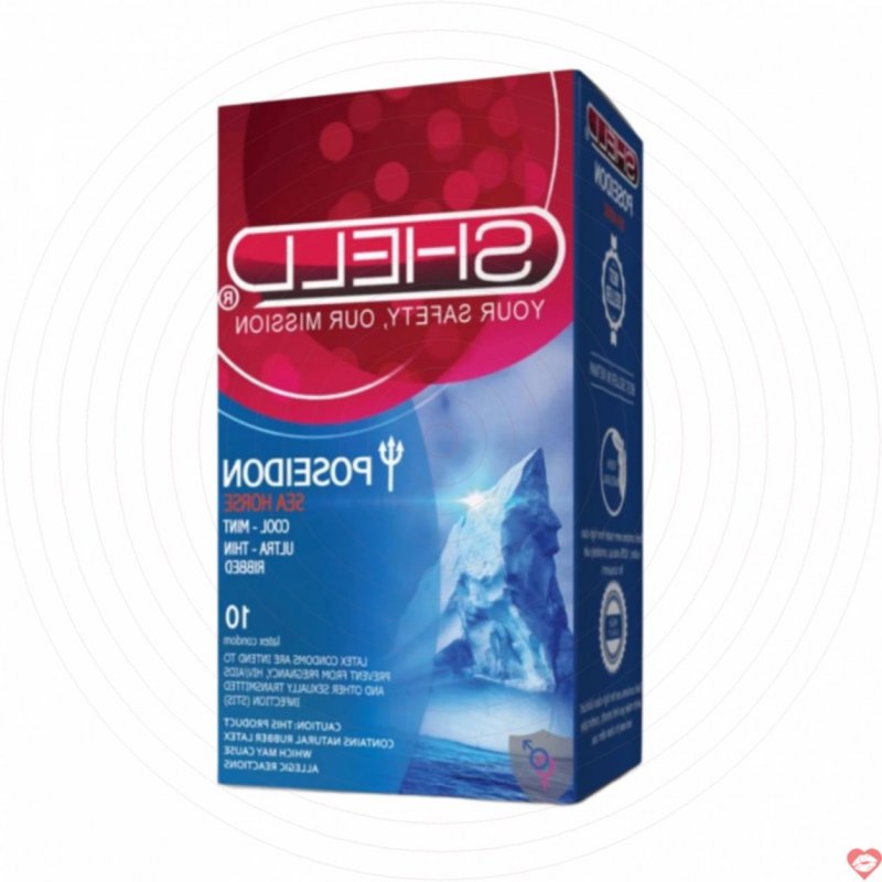 Bao cao su Shell Poseidon 10s siêu mỏng, kéo dài & mát lạnh bạc hà 