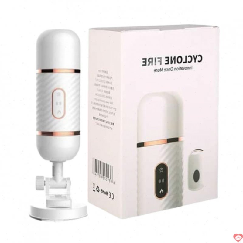 Dương Vật Giả Cyclone Fire Rung Thụt Phát Nhiệt Hít Tường – Điều Khiển Remote