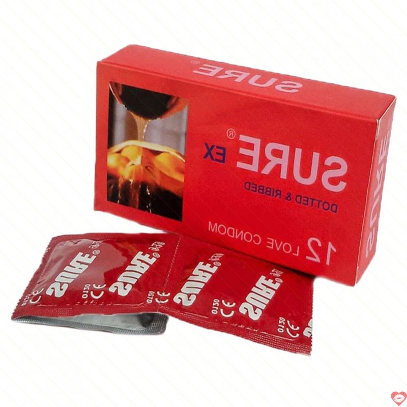 Bao cao su Sure Đỏ Gân Gai Nhỏ 12s Chính Hãng Kích Thích 
