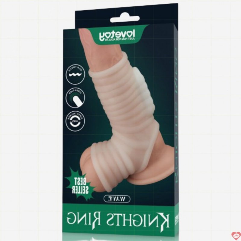 Bao Cao Su Đôn Dên Khúc Có Quai Đeo - Rung - Gân - Knights Ring Lovetoy USA
