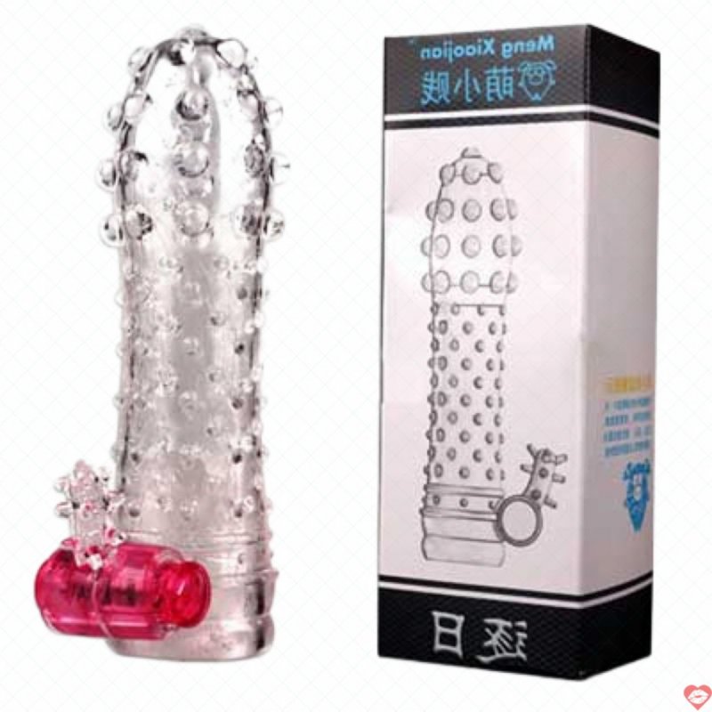 DC14A Bao cao su đôn dên trong suốt có bi và rung gốc dương vật