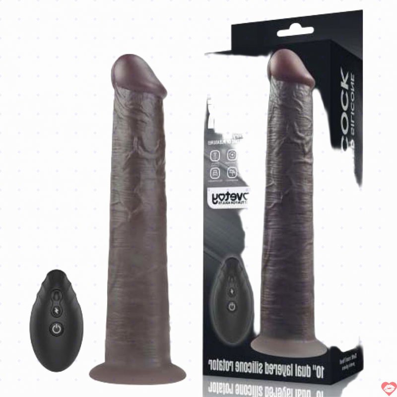 Dương vật giả Lovetoy USA 10” Dual Layered Silicone Rotator Black