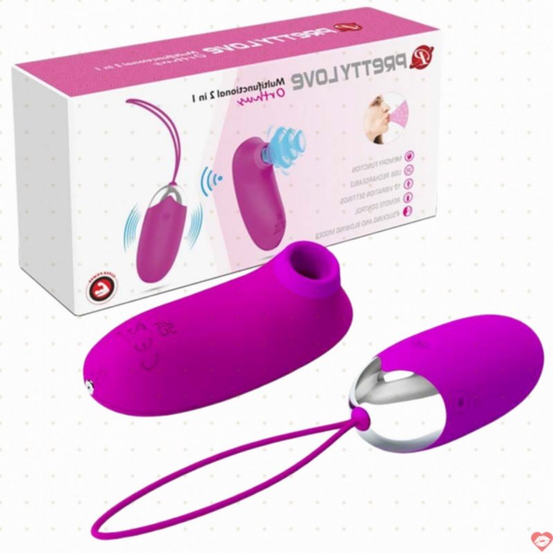Bộ trứng rung hút Điều Khiển Từ Xa 2 quả Baile Prettylove Orthusy Silicon Sạc Cho Nữ 14901W
