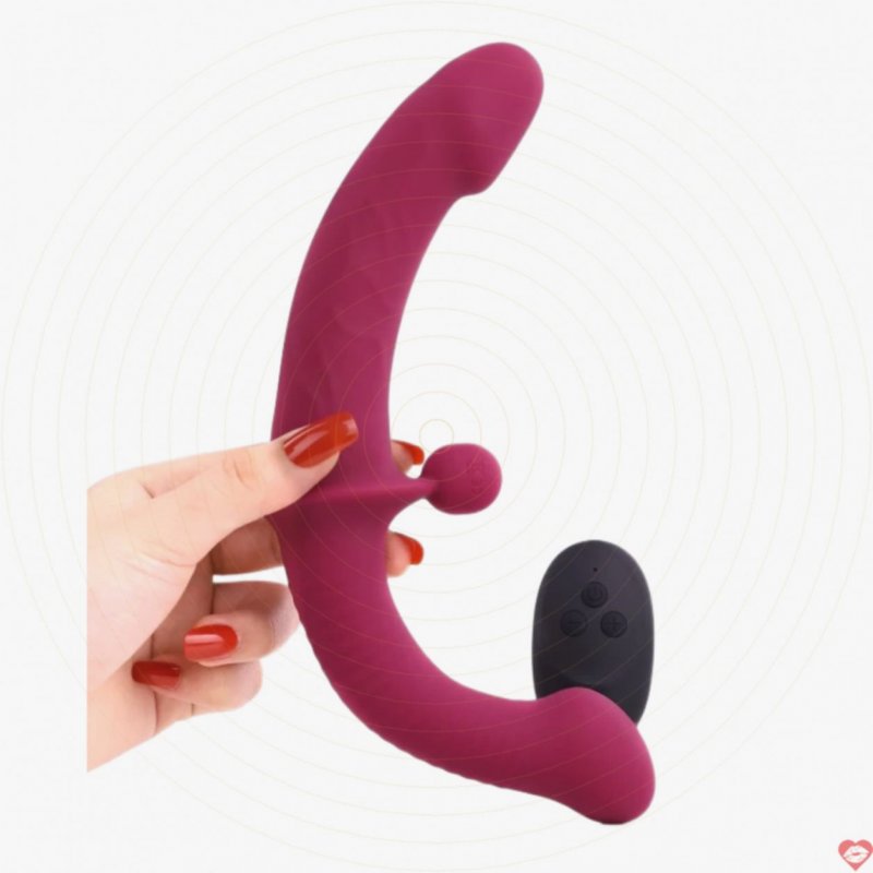 Yunman dương vật giả 2 đầu rung điều khiển Les mèo kích thích 