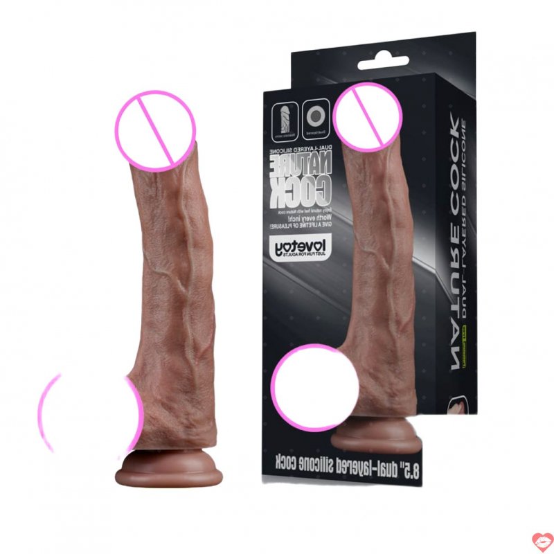 Dương vật giả silicon mềm hai lớp 22cm Lovetoy Nature Cock hít tường 