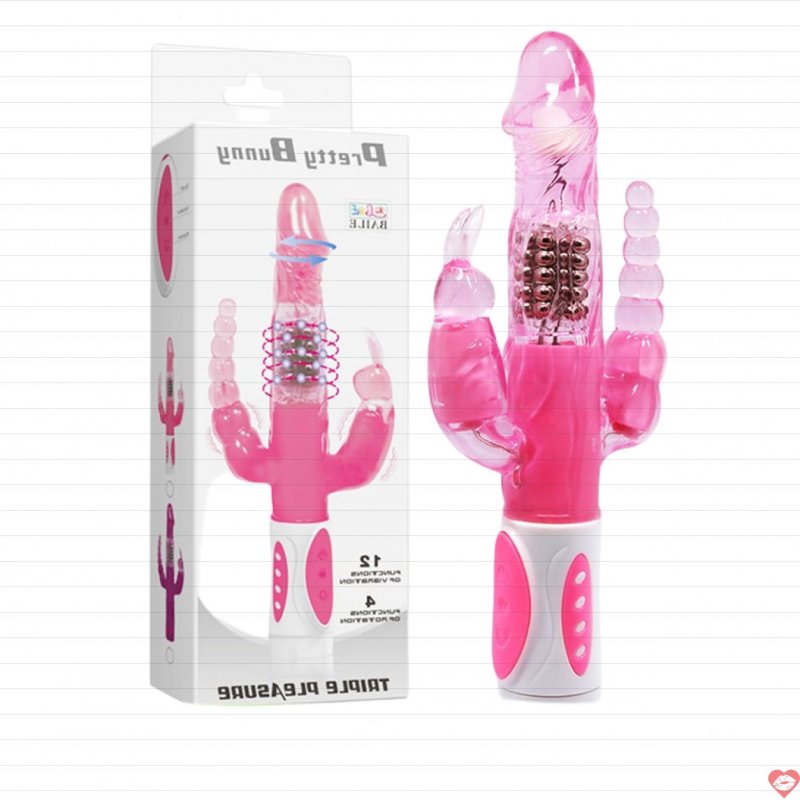 Dương vật giả 3 nhánh rung ngoáy thụt Baile Pretty Bunny