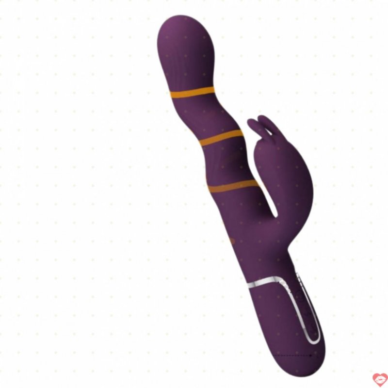 Dương vật giả 3D tai thỏ Prettylove Laursen rung ngoáy zikzak Silicone