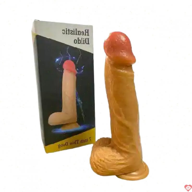 Dương Vật Giả Realistic 7inch Mềm Mịn Màu Da Có Đế Hít Siêu Thật 