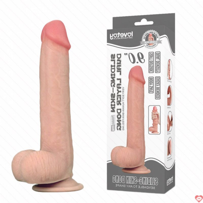 Dương Vật Giả Dildo Lovetoy 9.0″ Sliding Skin Dual Layer Dong – Màu da