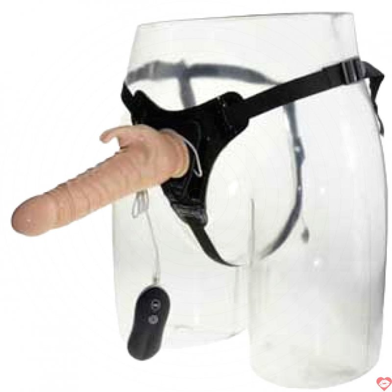 DV65E Dương vật giả có dây đeo đặc ruột rung và gân guốc cho les