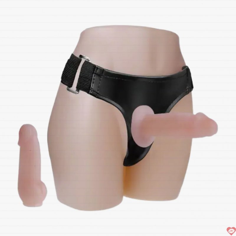 Bộ dương vật giả có dây đeo size nhỏ DC65N với 2 đầu thay đổi và dây đeo tùy chỉnh