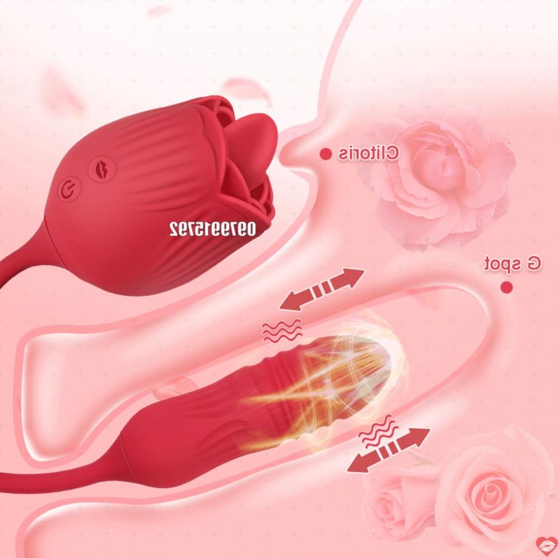 Đồ người lớn bông hoa hồng rung thụt toả nhiệt bú mút SHP1335