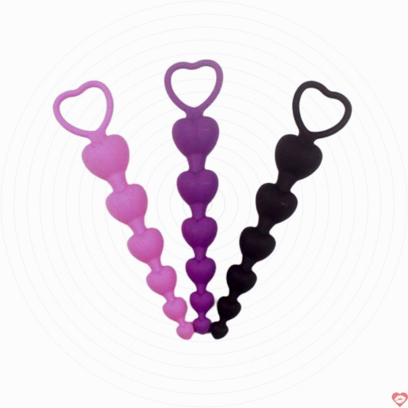 Dụng cụ kích thích hậu môn hình trái tim Chuỗi hạt silicone cao cấp tăng khoái cảm 
