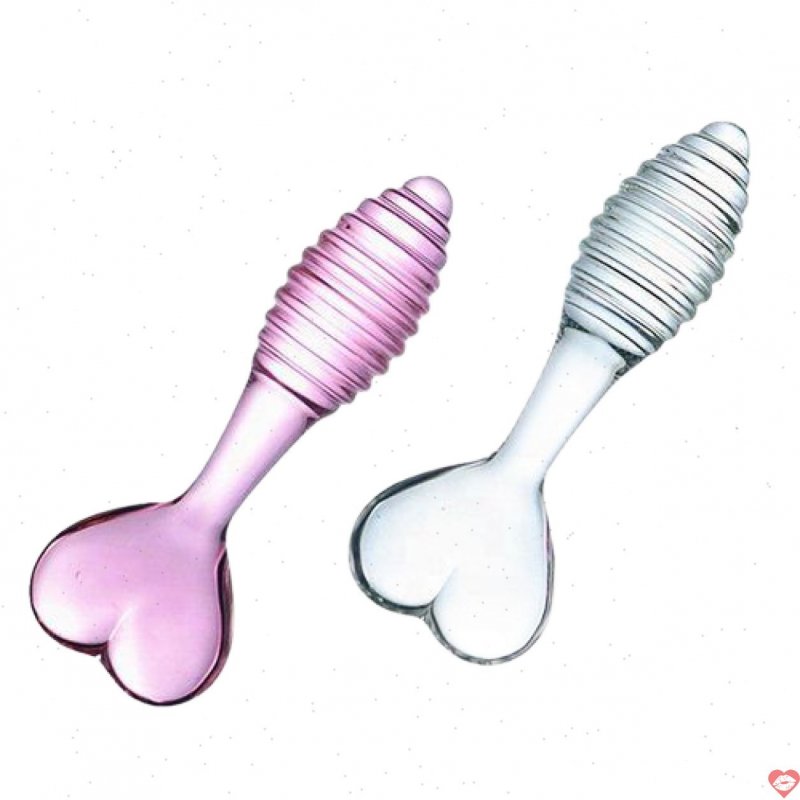 Phích cắm hậu môn thủy tinh trái tim hồng kích thích khoái cảm 