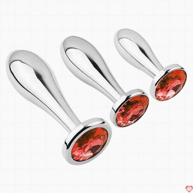 Bộ 3 phích cắm hậu môn kim loại giọt nước cao cấp kích thích khoái cảm 