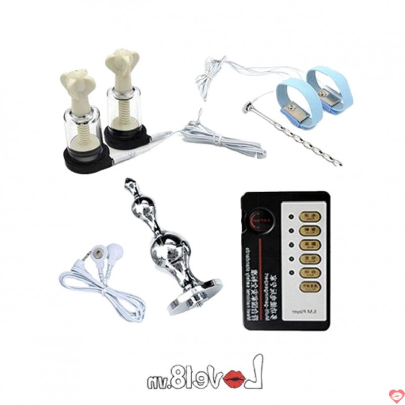 Combo dụng cụ bạo dâm kích thích bằng xung điện