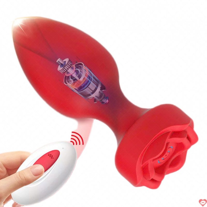 Plug cắm hậu môn hoa hồng 10 chế độ rung điều khiển từ xa