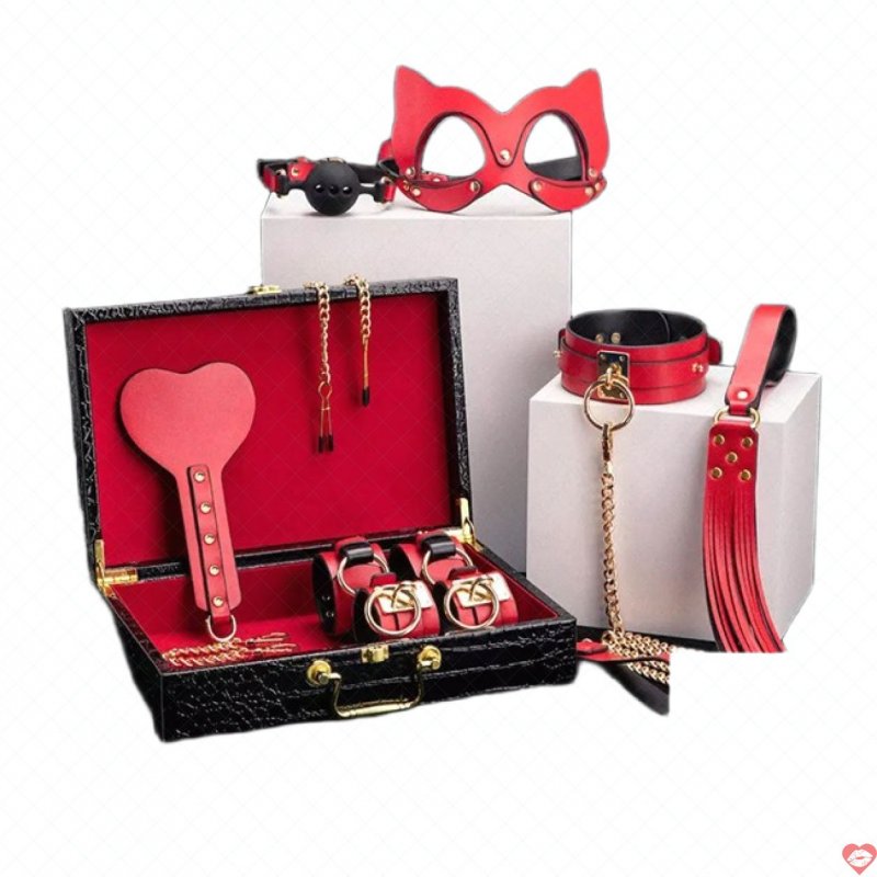 BDSM sextoy bạo dâm cao cấp 8 món màu đỏ