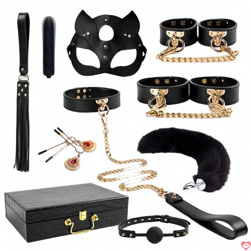 Bộ BDSM Bạo Dâm 9 Món Cao Cấp - Có Kèm Que Rung - Đuôi Cáo - Hộp Đựng Sang
