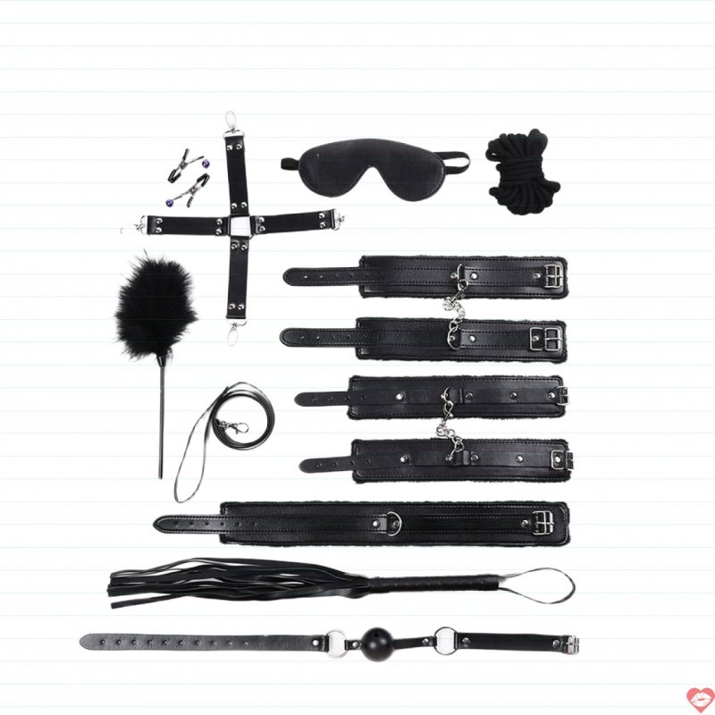 Đồ chơi bạo dâm – Bộ dụng cụ 10 món lót lông COOC – BDSM 05